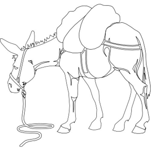 Online coloring book: Coloring book donkey with luggage